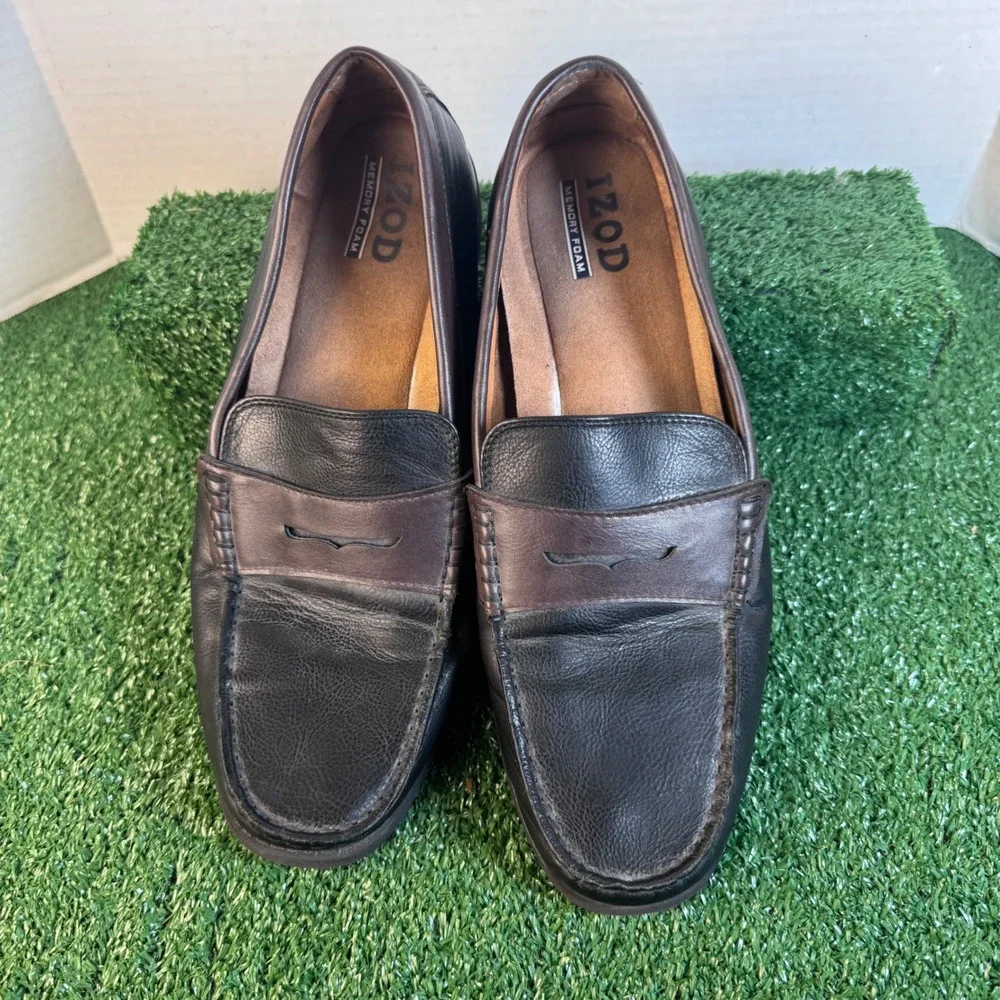 IZOD‎ Edmund Mens Penny Loafers Black Brown Memory Foam Slip On Shoes 12M